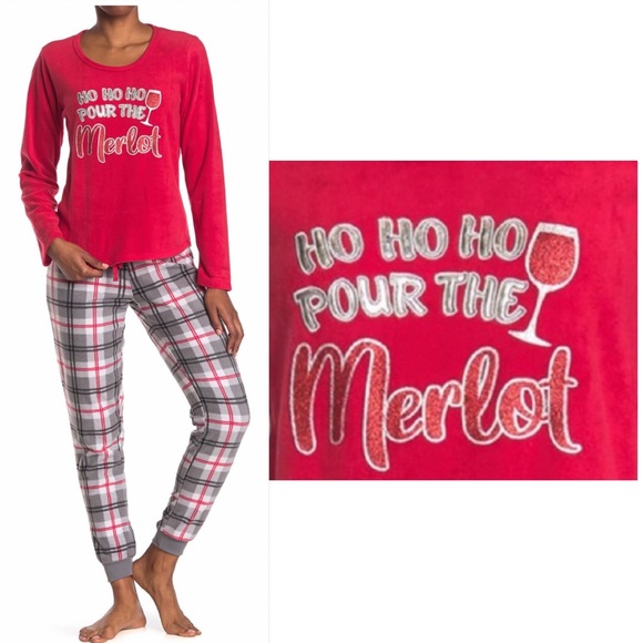 Wine Lovers🍷•SET• WINE LOVER GIFT! NWT Holiday Plaid Flannel PJ - Picture 5 of 11